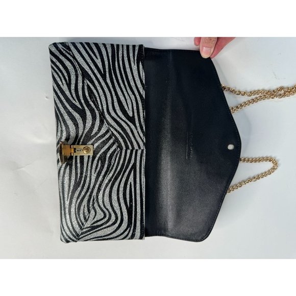 A Touch of Style Zebra Pattern Clutch with Gem Closure and Removable Chain Strap - Picture 9 of 16